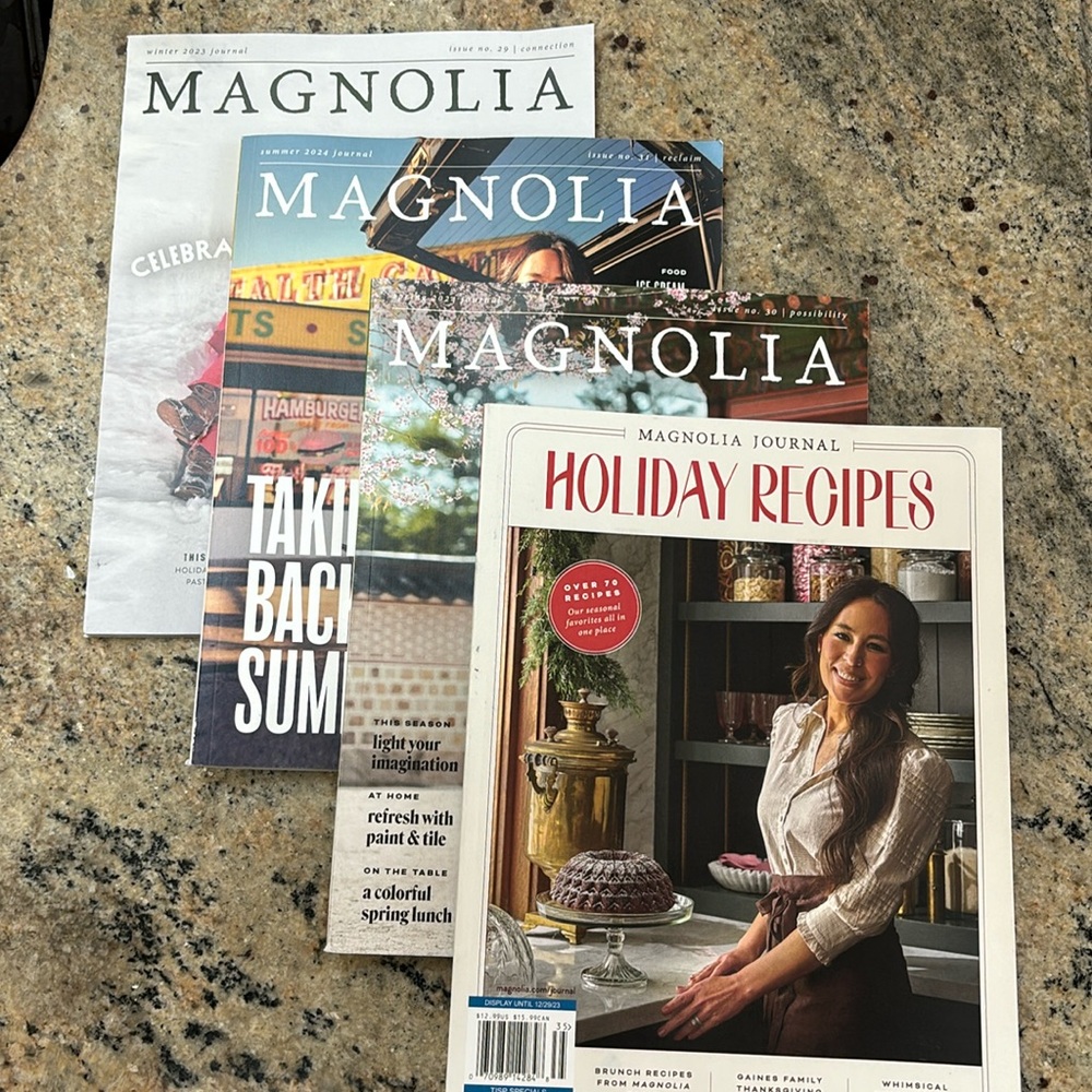 3 Magnolia Magazines & 1 Magnolia Holiday Recipe Journal
